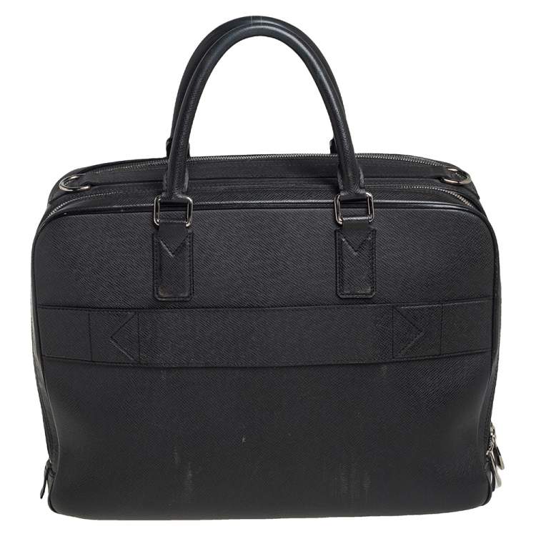 Louis Vuitton Black Leather Zip Documents Bag Louis |