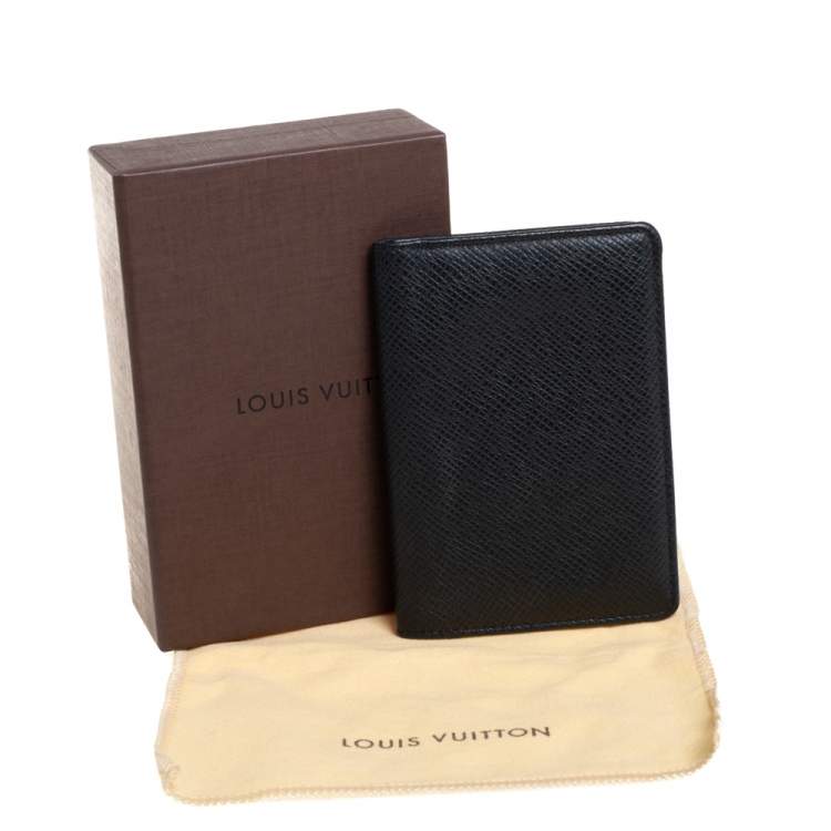 Pre Owned Louis Vuitton Black Taiga Leather Pocket Organizer
