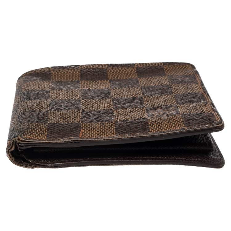 Pre Owned Louis Vuitton Damier Ebene Coated Canvas Bifold Wallet