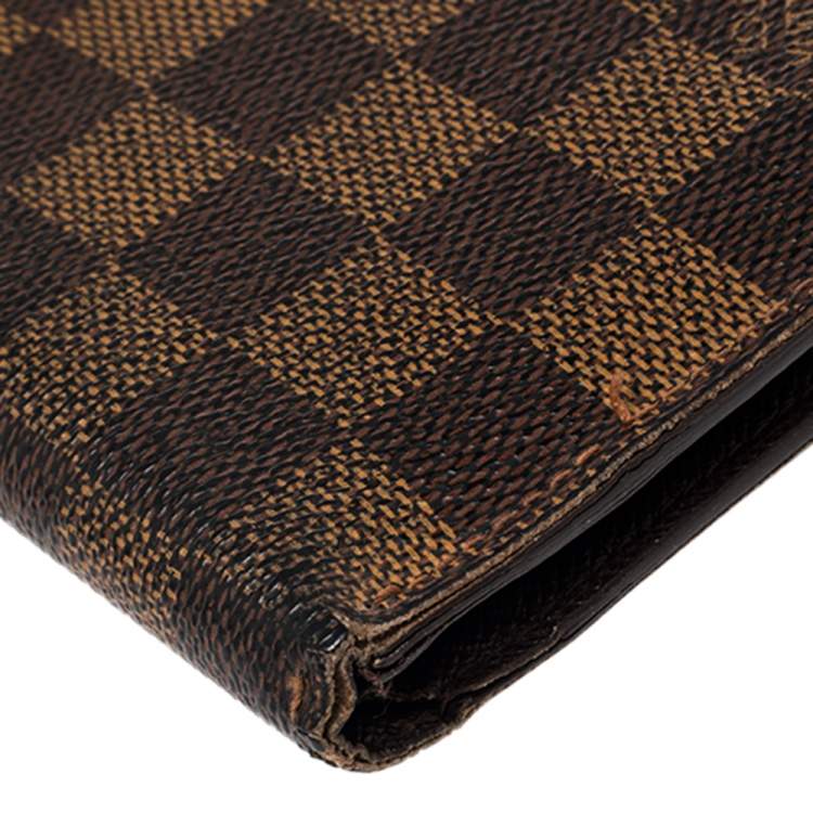 Pre Owned Louis Vuitton Damier Ebene Coated Canvas Bifold Wallet