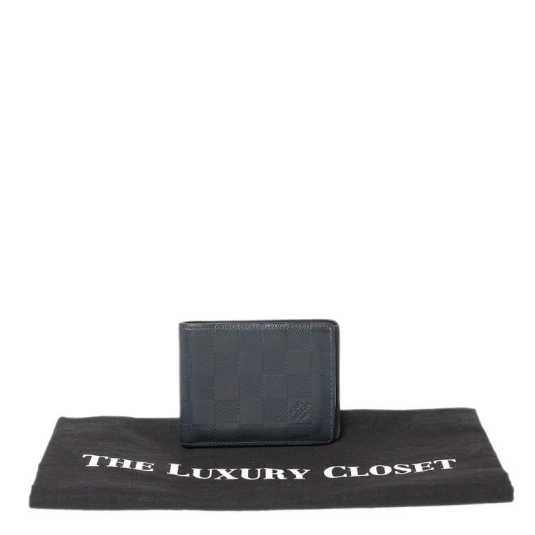مملوكة مسبقًا Louis Vuitton Blue Damier Infini Leather Slender Wallet
