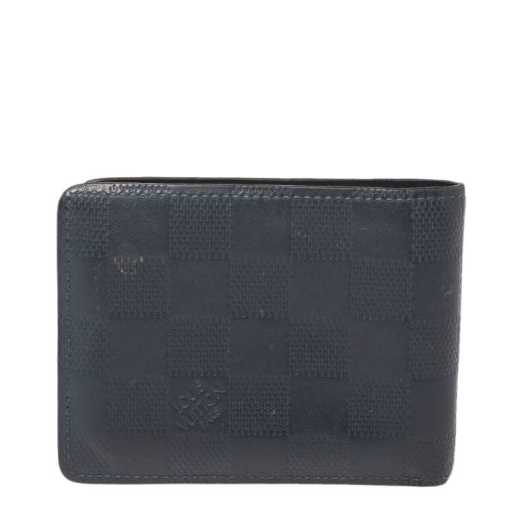 مملوكة مسبقًا Louis Vuitton Blue Damier Infini Leather Slender Wallet
