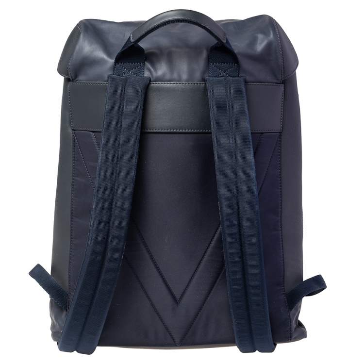Pre Owned Louis Vuitton Navy Leather and Nylon V Line Pulse Backpack 