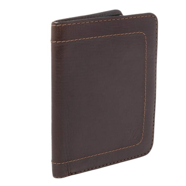 Pre Owned Louis Vuitton Dark Brown Utah Leather Bifold Wallet