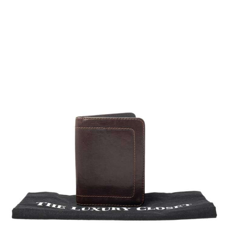 Pre Owned Louis Vuitton Dark Brown Utah Leather Bifold Wallet