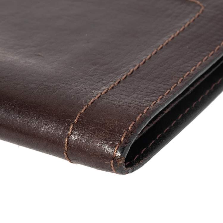 Pre Owned Louis Vuitton Dark Brown Utah Leather Bifold Wallet