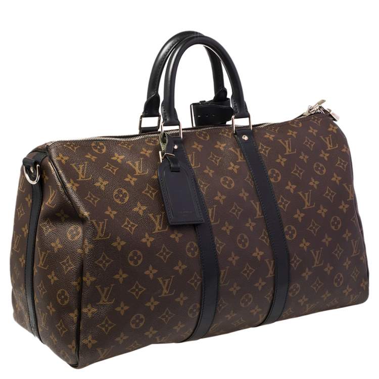 Pre Owned Louis Vuitton Monogram Macassar Canvas Keepall Bandouliere 45 Bag