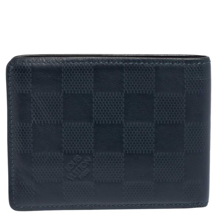 Pre Owned Louis Vuitton Navy Blue Damier Infini Leather Slender Wallet