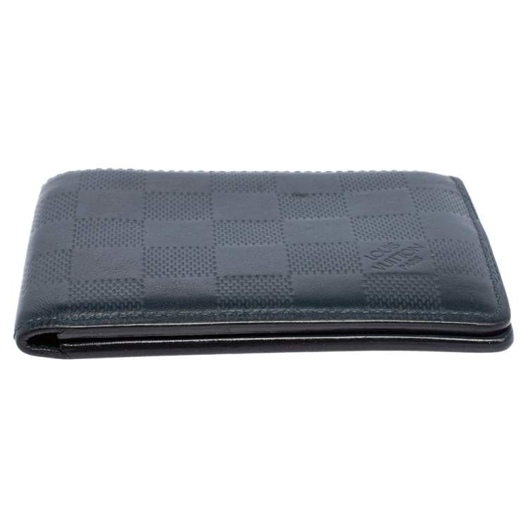 Pre Owned Louis Vuitton Navy Blue Damier Infini Leather Slender Wallet