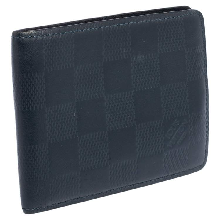 Pre Owned Louis Vuitton Navy Blue Damier Infini Leather Slender Wallet
