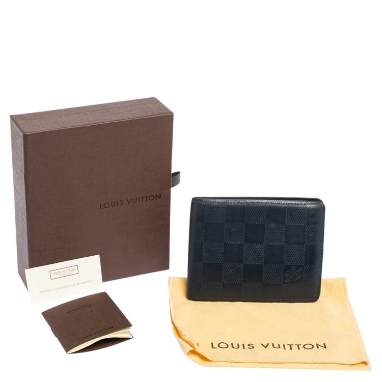 Pre Owned Louis Vuitton Navy Blue Damier Infini Leather Slender Wallet