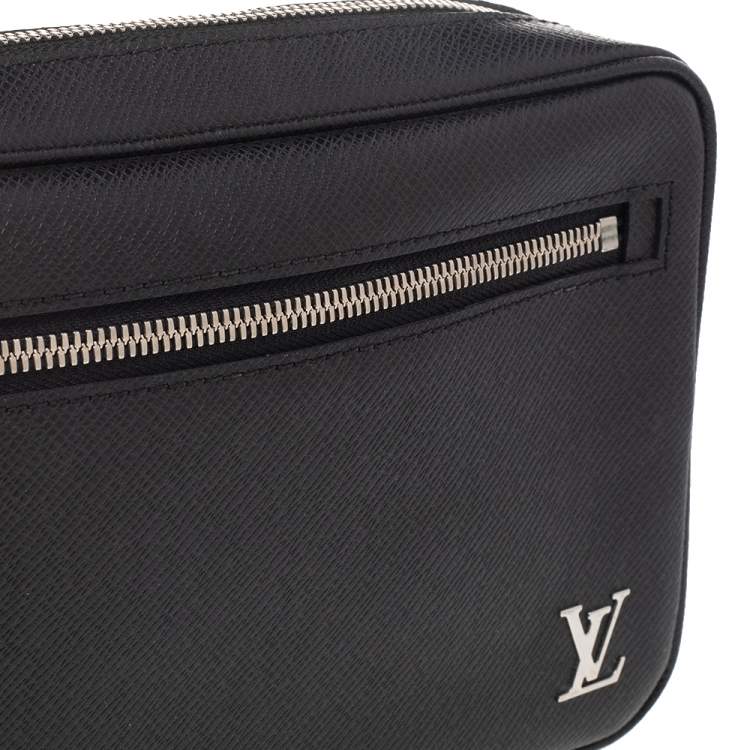 Pre Owned Louis Vuitton Black Taiga Leather Kasai Wristlet Bag