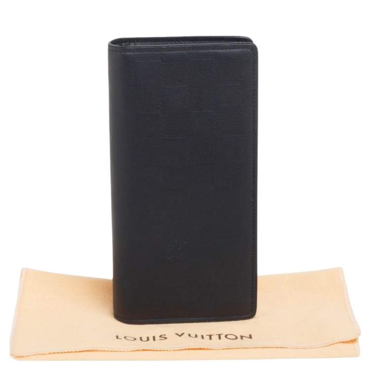 Pre Owned Louis Vuitton Black Damier Infini Leather Brazza Wallet