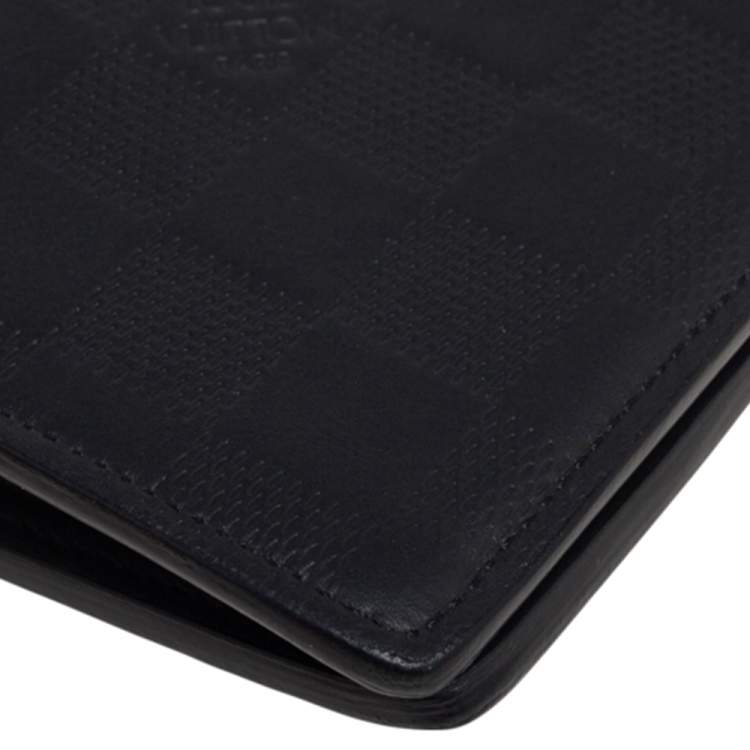 Pre Owned Louis Vuitton Black Damier Infini Leather Brazza Wallet