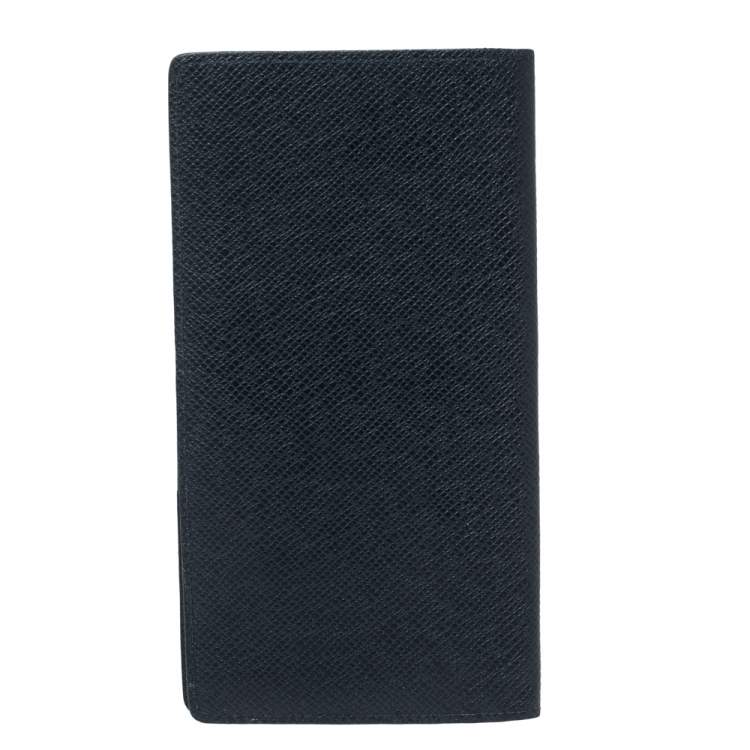 Pre Owned Louis Vuitton Navy Blue Taiga Leather Long Wallet