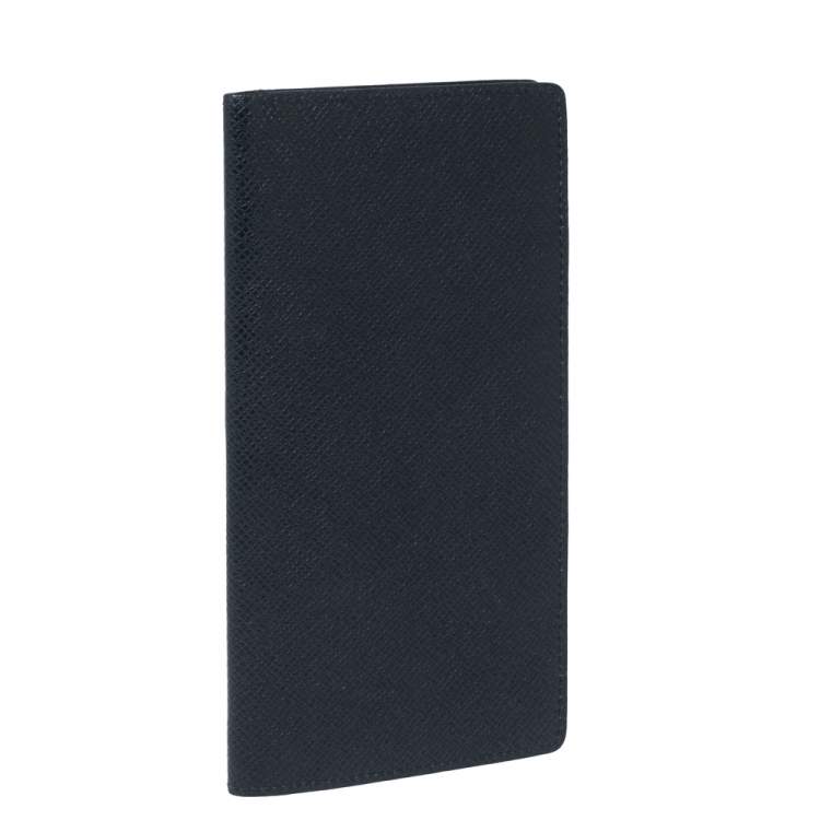 Pre Owned Louis Vuitton Navy Blue Taiga Leather Long Wallet