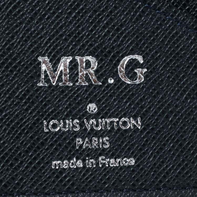 Pre Owned Louis Vuitton Navy Blue Taiga Leather Long Wallet