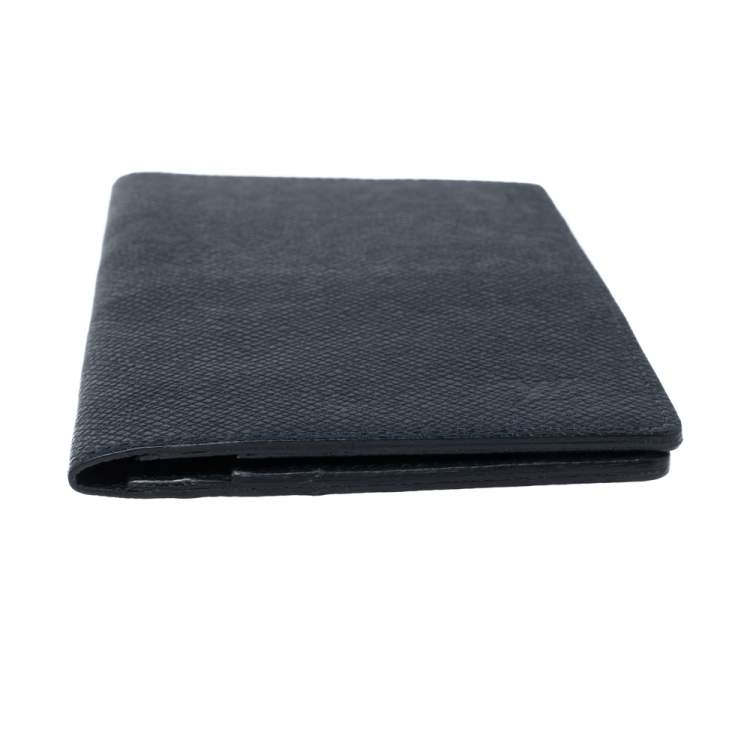 Pre Owned Louis Vuitton Navy Blue Taiga Leather Long Wallet