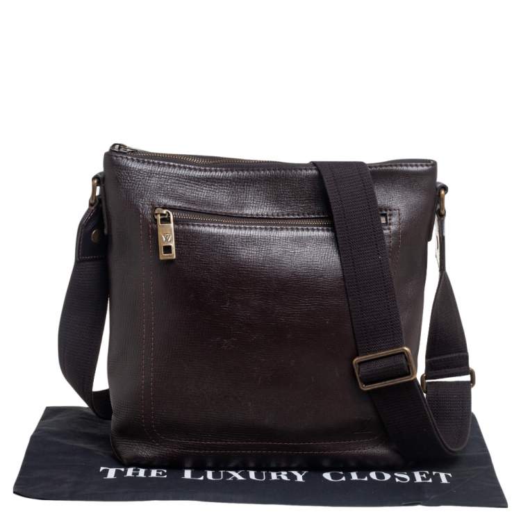 Pre Owned Louis Vuitton Coffee Brown Utah Leather Shawnee Messenger Bag