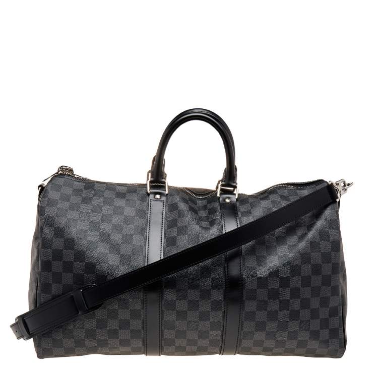 Louis Vuitton Damier Graphite Canvas Keepall 45 Bag with Shoulder