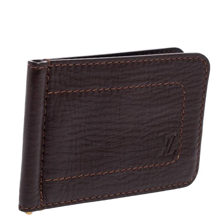 Pre Owned Louis Vuitton Coffee Utah Leather Pince Wallet