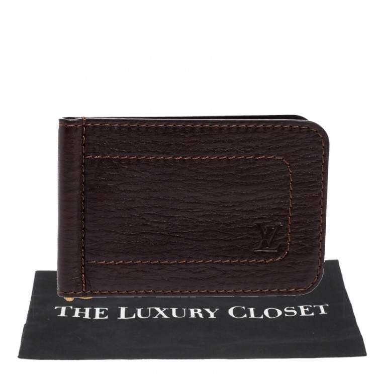 Pre Owned Louis Vuitton Coffee Utah Leather Pince Wallet