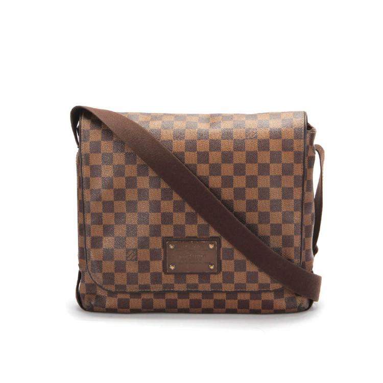 Pre Owned Louis Vuitton brown Damier Ebene canvas Brooklyn MM Bag