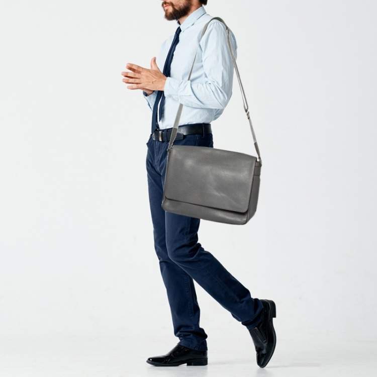 Louis Vuitton Louis Vuitton Roman PM Grey Taiga Leather Messenger Bag