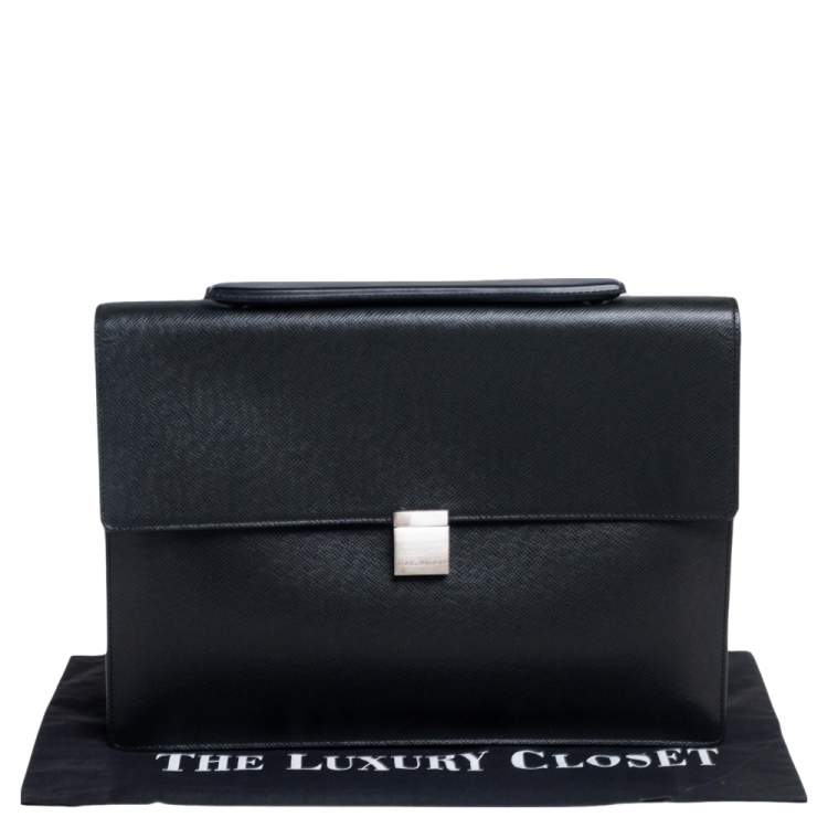 Pre Owned Louis Vuitton Black Taiga Leather Porte Document Angara Briefcase
