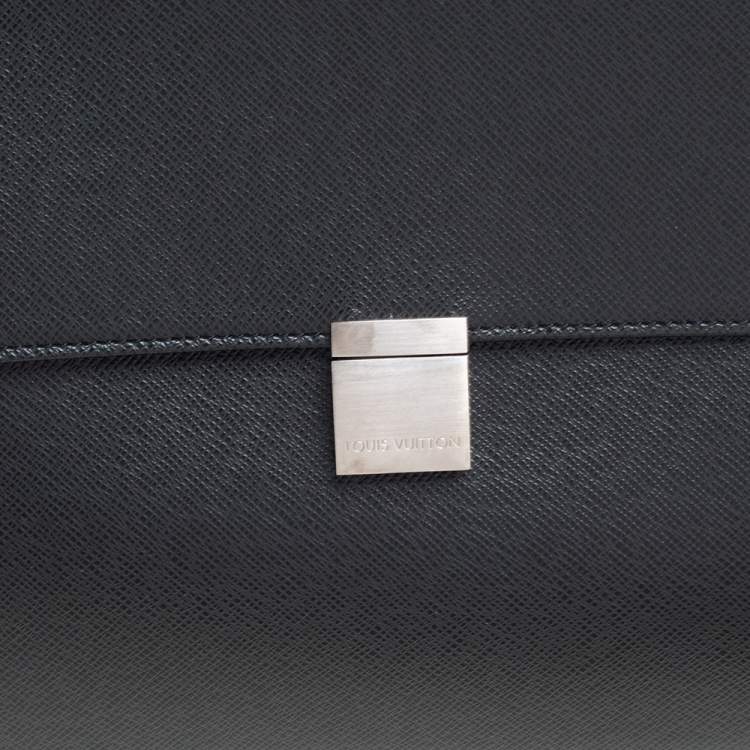 Pre Owned Louis Vuitton Black Taiga Leather Porte Document Angara Briefcase