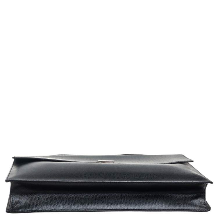Pre Owned Louis Vuitton Black Taiga Leather Porte Document Angara Briefcase