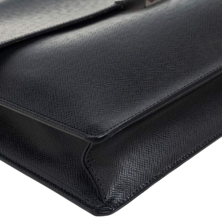 Pre Owned Louis Vuitton Black Taiga Leather Porte Document Angara Briefcase