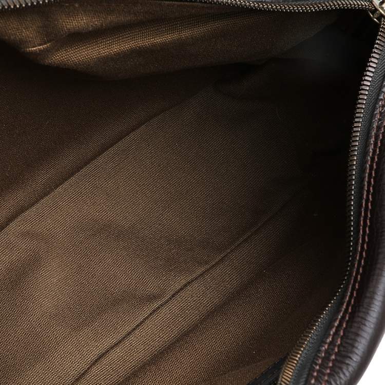 Pre Owned Louis Vuitton Dark Brown Leather Messenger Bag