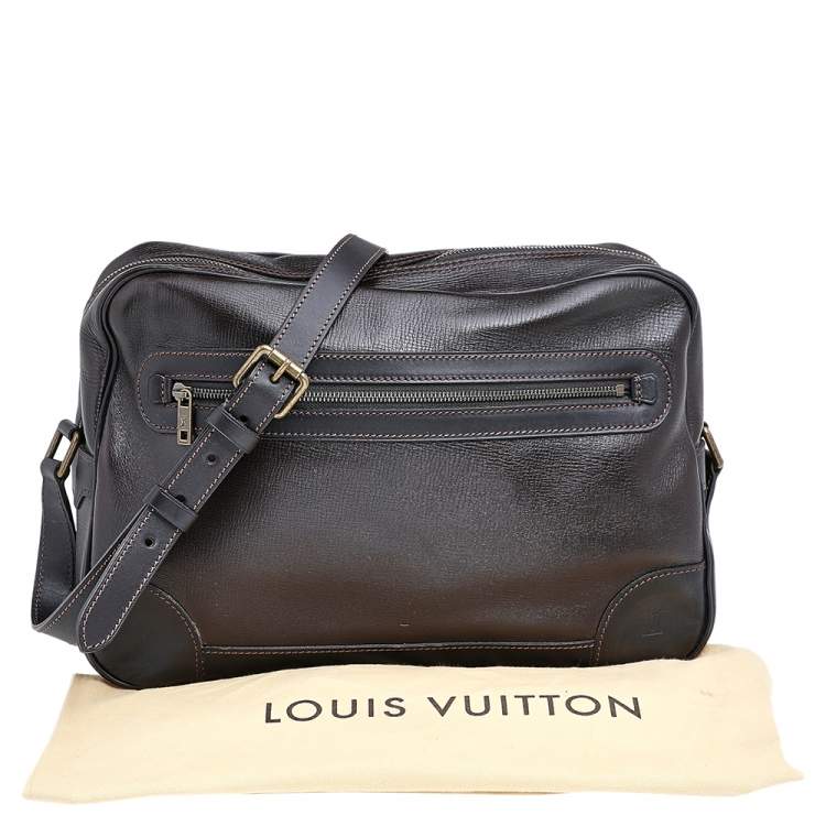 Pre Owned Louis Vuitton Dark Brown Leather Messenger Bag