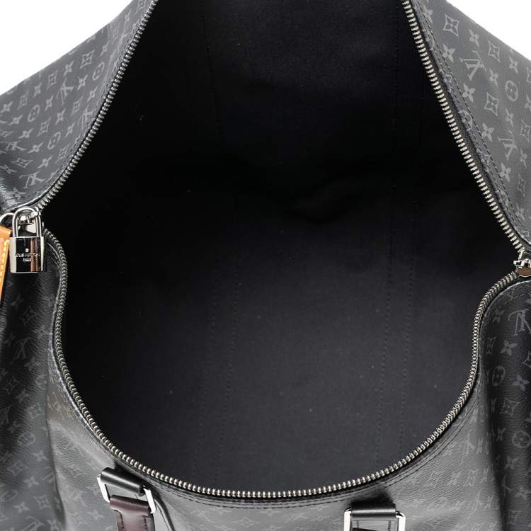 Pre Owned Louis Vuitton Monogram Eclipse Canvas Patchwork Keepall Bandouliere 50 Bag