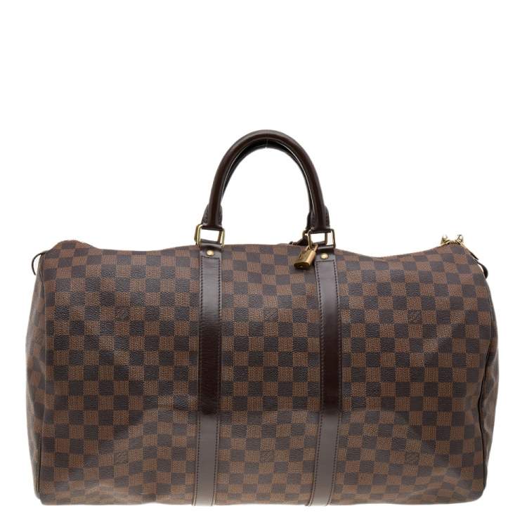 Pre Owned Louis Vuitton Damier Ebene Canvas Keepall 50 Bag