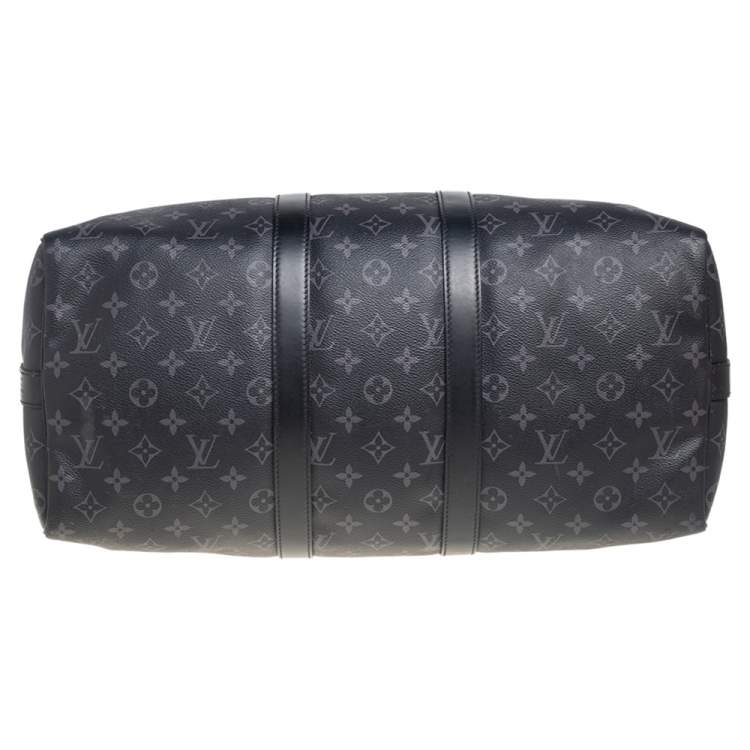 Pre Owned Louis Vuitton Monogram Eclipse Canvas Keepall Bandouliere 45 Bag
