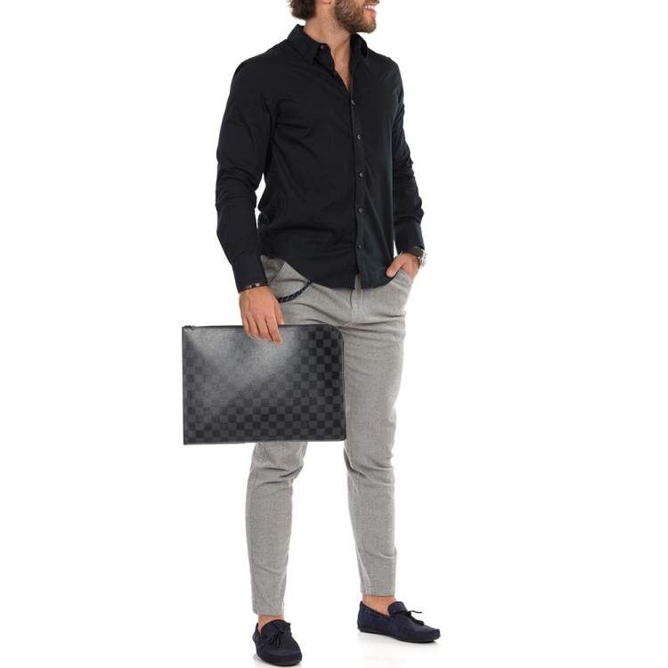LOUIS VUITTON Louis Vuitton Pochette Jules GM Second Bag N41501 Damier  Graphite Canvas Black TJ0186 Men's Clutch