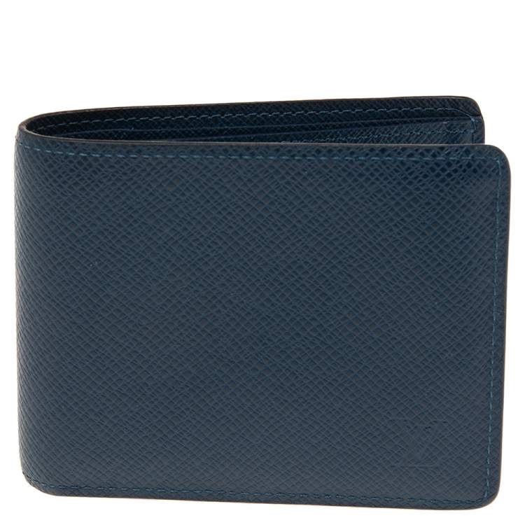 LV Multiple Wallet Taiga Leather Black, Blue Edge - Kaialux