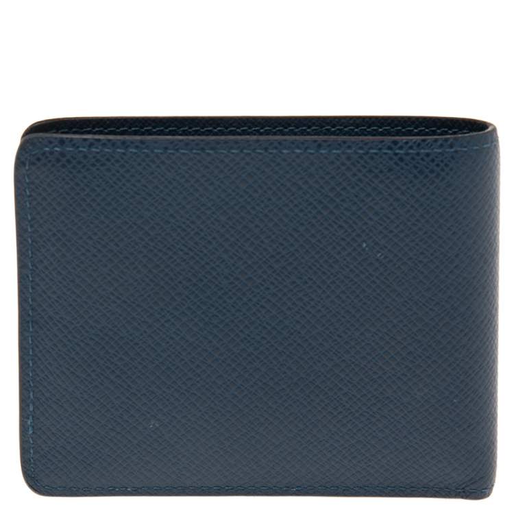 Pre Owned Louis Vuitton Blue Taiga Leather Multiple Wallet