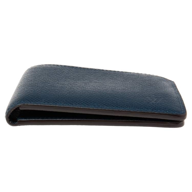 Pre Owned Louis Vuitton Blue Taiga Leather Multiple Wallet