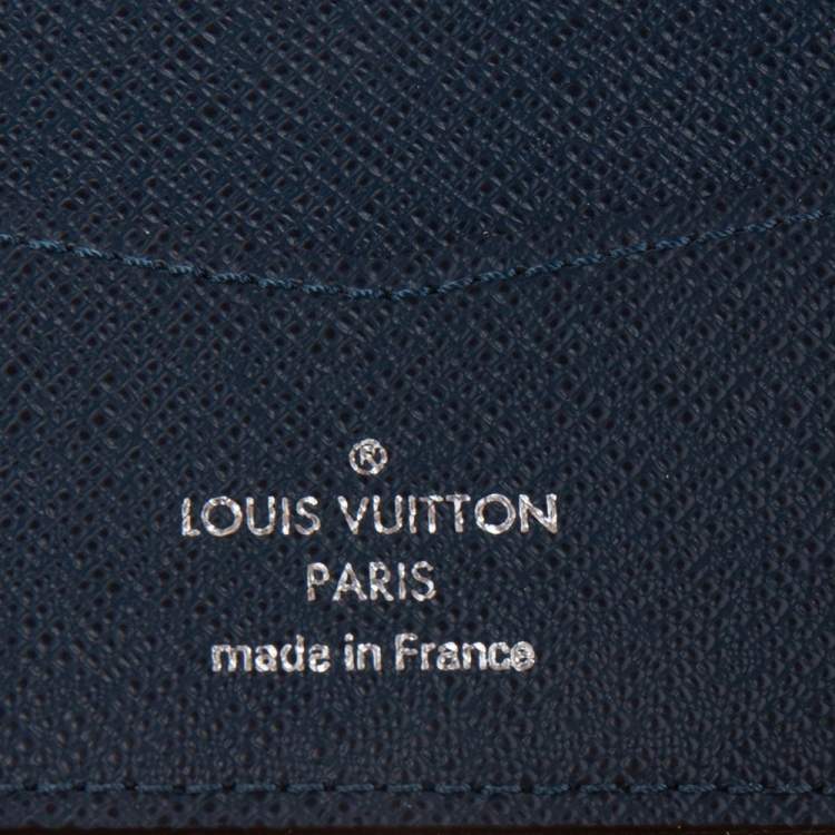 Pre Owned Louis Vuitton Blue Taiga Leather Multiple Wallet