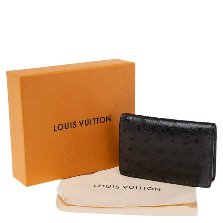 Pre Owned Louis Vuitton Grey Ostrich Pocket Organizer