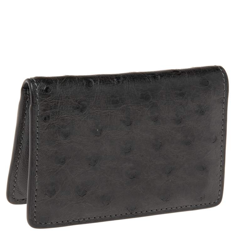 Pre Owned Louis Vuitton Grey Ostrich Pocket Organizer