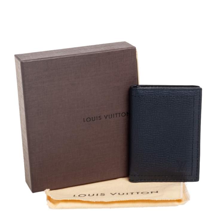 Pre Owned Louis Vuitton Navy Blue Leather Pocket Organizer 
