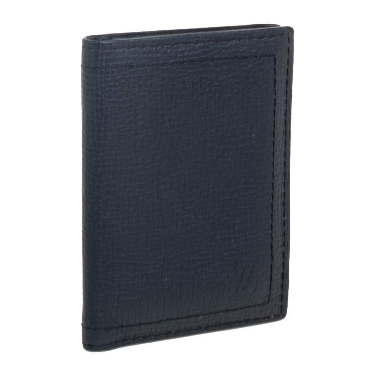 Pre Owned Louis Vuitton Navy Blue Leather Pocket Organizer 