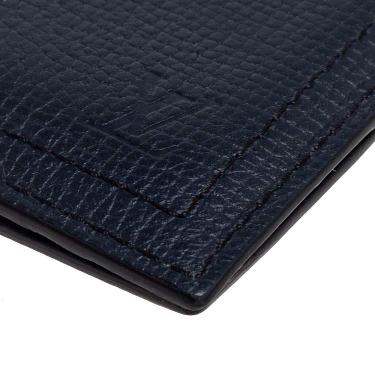 Pre Owned Louis Vuitton Navy Blue Leather Pocket Organizer 