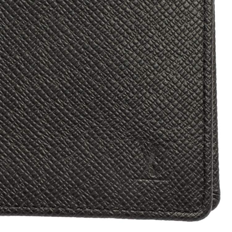 Pre Owned Louis Vuitton Black Taiga Leather Bifold Compact Wallet