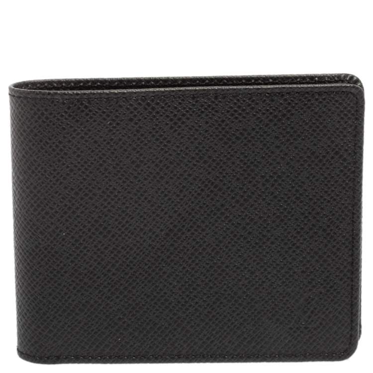 Pre Owned Louis Vuitton Black Taiga Leather Bifold Compact Wallet