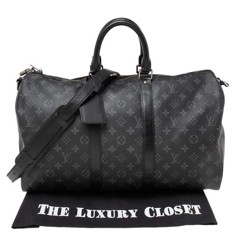 Pre Owned Louis Vuitton Graphite Monogram Canvas Keepall Bandouliere 45
